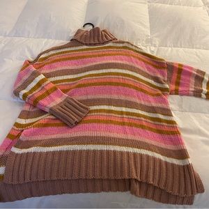 Aerie Oversized Striped Chenille Turtleneck Sweater